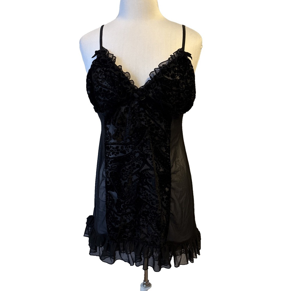 Dreamgirl Velvet Burnout Sheer Babydoll‎ Intimate Lingerie Women's 3X Whimsigoth